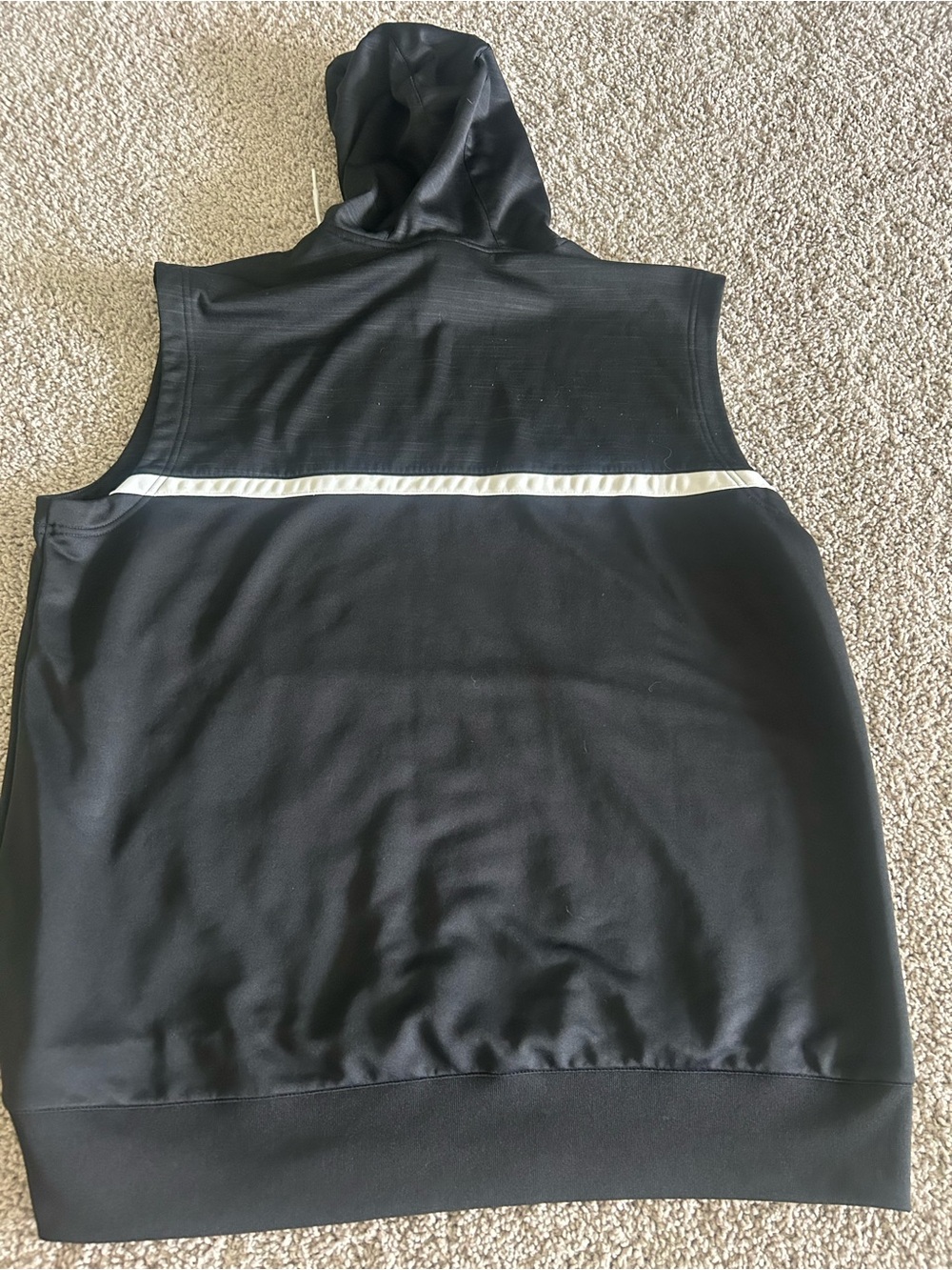 adidas Black Sleeveless Hoodie with White Drawstrings and Logo - Picture 3 of 3